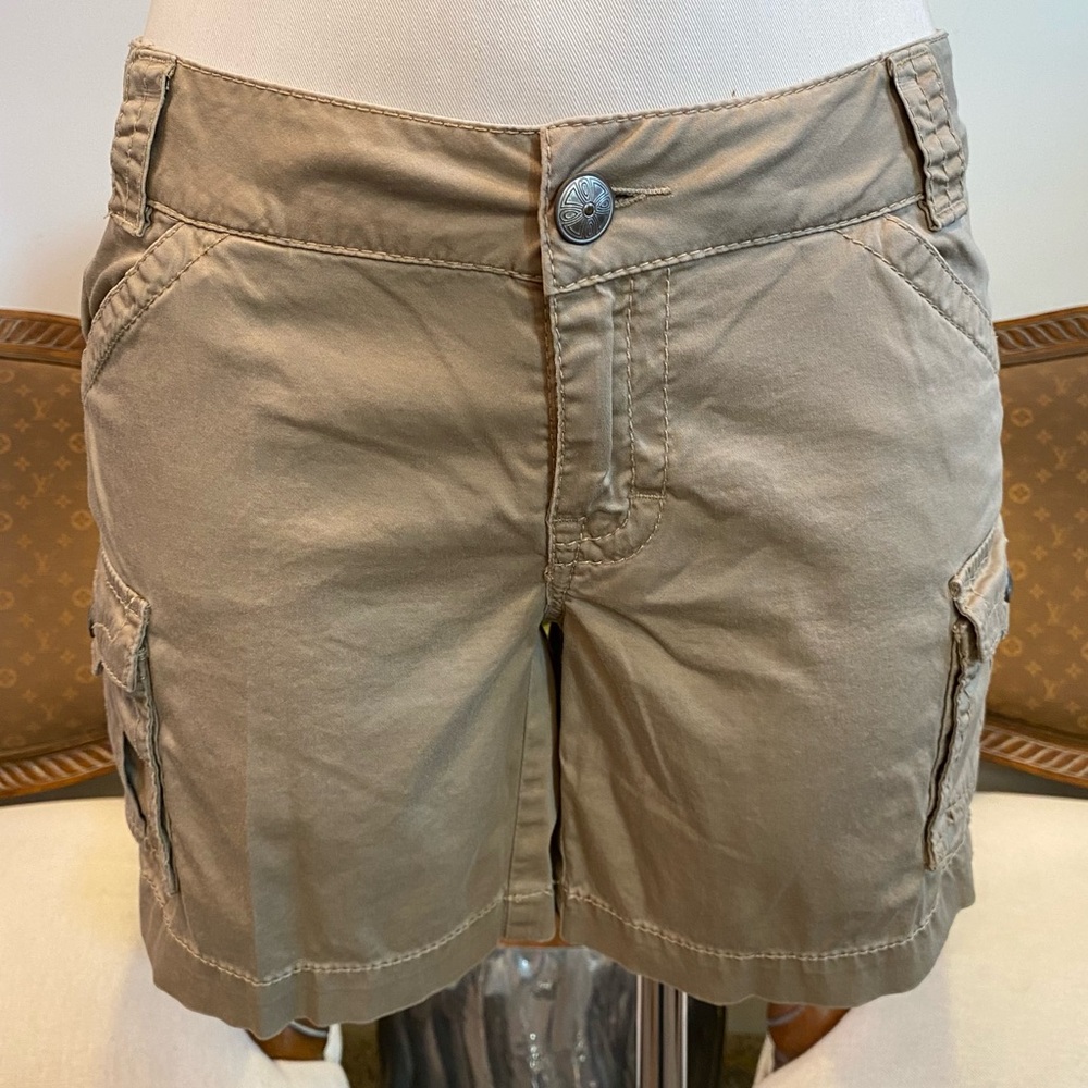 Vintage 00s Cache Tan Low Rise Cargo Shorts, Women's Size 6 28" Waist Minimalist